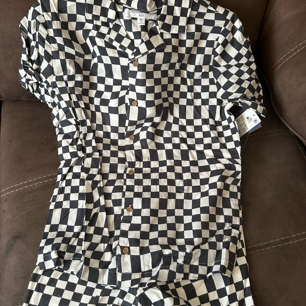 Black and White Checkered Men's Shirt